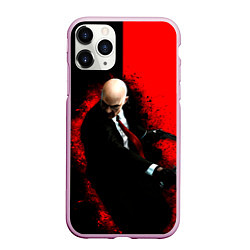 Чехол iPhone 11 Pro матовый Hitman splash, цвет: 3D-розовый