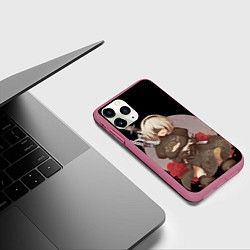 Чехол iPhone 11 Pro матовый Nier: Automata 2B, цвет: 3D-малиновый — фото 2