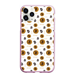 Чехол iPhone 11 Pro матовый Узор и биткоина Pattern, цвет: 3D-розовый