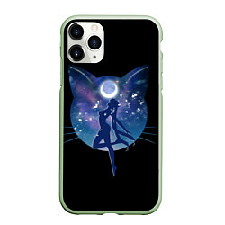 Чехол iPhone 11 Pro матовый Sailor Moon силуэт, цвет: 3D-салатовый