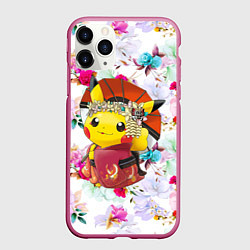 Чехол iPhone 11 Pro матовый Пикачу - Гейша, цвет: 3D-малиновый