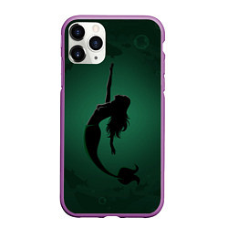 Чехол iPhone 11 Pro матовый Русалка силуэт, цвет: 3D-фиолетовый