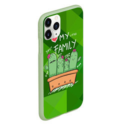 Чехол iPhone 11 Pro матовый Милая семья кактусов, цвет: 3D-салатовый — фото 2