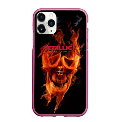 Чехол iPhone 11 Pro матовый Metallica Flame, цвет: 3D-малиновый