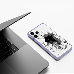 Чехол iPhone 11 Pro матовый Из стены смотрит на Эрена, цвет: 3D-светло-сиреневый — фото 2