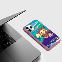 Чехол iPhone 11 Pro матовый Покемон в костюме, цвет: 3D-малиновый — фото 2