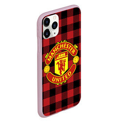 Чехол iPhone 11 Pro матовый Манчестер Юнайтед фон в клетку, цвет: 3D-розовый — фото 2