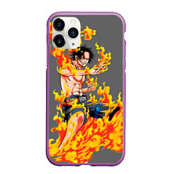 Чехол iPhone 11 Pro матовый Портгас Д Эйс из One Piece, цвет: 3D-фиолетовый