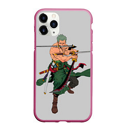 Чехол iPhone 11 Pro матовый Арт Ророноа Зоро, One Piece, цвет: 3D-малиновый