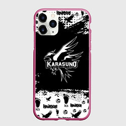 Чехол iPhone 11 Pro матовый Старшая школа Карасуно, цвет: 3D-малиновый