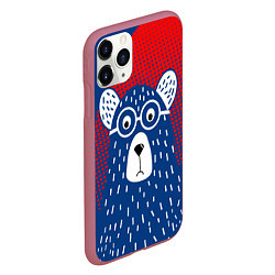 Чехол iPhone 11 Pro матовый Медведь, цвет: 3D-малиновый — фото 2