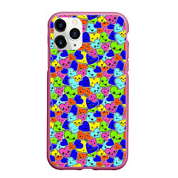 Чехол iPhone 11 Pro матовый Сердечки, цвет: 3D-малиновый