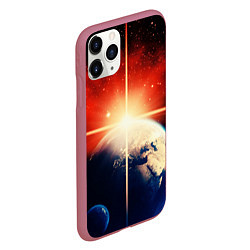 Чехол iPhone 11 Pro матовый Космос земля 3D, цвет: 3D-малиновый — фото 2