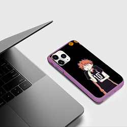 Чехол iPhone 11 Pro матовый ХИНАТА ВОЛЕЙБОЛ!!, цвет: 3D-фиолетовый — фото 2
