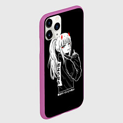 Чехол iPhone 11 Pro матовый Зеро Ту показывает палец, цвет: 3D-фиолетовый — фото 2