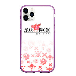 Чехол iPhone 11 Pro матовый One Piece резиновый Луффи, цвет: 3D-фиолетовый