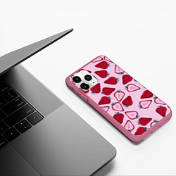 Чехол iPhone 11 Pro матовый Клубничка, цвет: 3D-малиновый — фото 2
