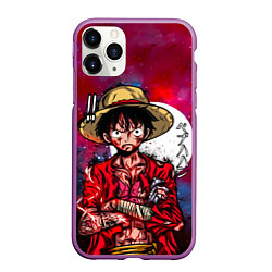 Чехол iPhone 11 Pro матовый Луффи One Piece Большой куш, цвет: 3D-фиолетовый