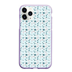 Чехол iPhone 11 Pro матовый Морской фон, цвет: 3D-светло-сиреневый