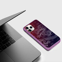 Чехол iPhone 11 Pro матовый Традиционный китайский дракон, цвет: 3D-фиолетовый — фото 2
