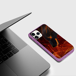 Чехол iPhone 11 Pro матовый ОГНЕНЫЙ ВОЛК, 3d, цвет: 3D-фиолетовый — фото 2