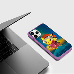 Чехол iPhone 11 Pro матовый Пикачу гейша, цвет: 3D-фиолетовый — фото 2