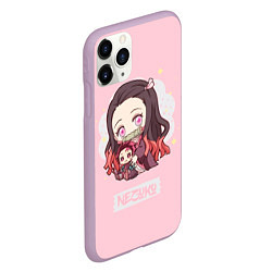 Чехол iPhone 11 Pro матовый Baby Nezuko, цвет: 3D-сиреневый — фото 2