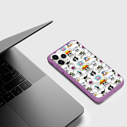 Чехол iPhone 11 Pro матовый Веселые Роджеры пиратов Соломенной Шляпы, цвет: 3D-фиолетовый — фото 2