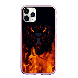 Чехол iPhone 11 Pro матовый THE WITCHER ОГОНЬ, цвет: 3D-розовый