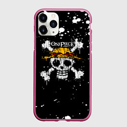 Чехол iPhone 11 Pro матовый Весылый Роджер One Piece, цвет: 3D-малиновый
