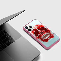 Чехол iPhone 11 Pro матовый Fallout Череп, цвет: 3D-малиновый — фото 2