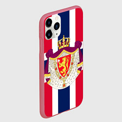 Чехол iPhone 11 Pro матовый Норвегия Флаг и герб Норвегии, цвет: 3D-малиновый — фото 2