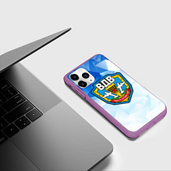 Чехол iPhone 11 Pro матовый День ВДВ, значок, цвет: 3D-фиолетовый — фото 2