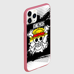 Чехол iPhone 11 Pro матовый Весёлый Роджер пиратов Соломенной Шляпы, цвет: 3D-малиновый — фото 2