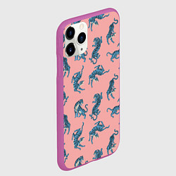 Чехол iPhone 11 Pro матовый Много синих тигров Символ года, цвет: 3D-фиолетовый — фото 2
