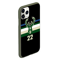 Чехол iPhone 11 Pro матовый Milwaukee Bucks форма Крис Миддлтон, цвет: 3D-темно-зеленый — фото 2
