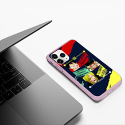 Чехол iPhone 11 Pro матовый Луффи, Зоро и Санджи One Piece, цвет: 3D-розовый — фото 2