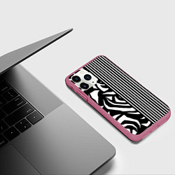 Чехол iPhone 11 Pro матовый Зебрик, цвет: 3D-малиновый — фото 2