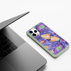 Чехол iPhone 11 Pro матовый Галактика, цвет: 3D-салатовый — фото 2