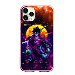 Чехол iPhone 11 Pro матовый One Piece боевой кибер - Луффи, цвет: 3D-розовый