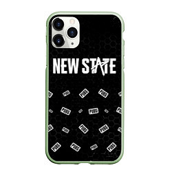 Чехол iPhone 11 Pro матовый ПАБГ New State - Соты Паттерн, цвет: 3D-салатовый