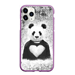 Чехол iPhone 11 Pro матовый Панда Любовь Сердце Меланж, цвет: 3D-фиолетовый