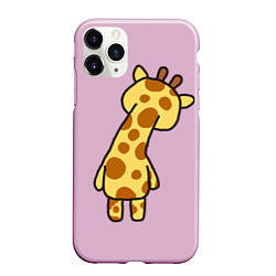 Чехол iPhone 11 Pro матовый Милый жираф со спины, цвет: 3D-розовый