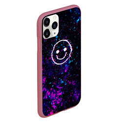 Чехол iPhone 11 Pro матовый GLITCH SMILE ГЛИТЧ СМАЙЛ, цвет: 3D-малиновый — фото 2