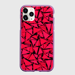 Чехол iPhone 11 Pro матовый Красно-черный полигональный, цвет: 3D-фиолетовый