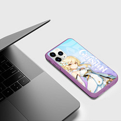 Чехол iPhone 11 Pro матовый Genshin Impact Путешественница, цвет: 3D-фиолетовый — фото 2