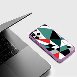 Чехол iPhone 11 Pro матовый Абстрактный геометрический, цвет: 3D-фиолетовый — фото 2