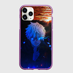 Чехол iPhone 11 Pro матовый Сатору гото голубые глаза, цвет: 3D-фиолетовый