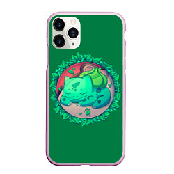 Чехол iPhone 11 Pro матовый Спящий Бульбазавр, цвет: 3D-розовый
