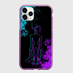 Чехол iPhone 11 Pro матовый НЕОНОВЫЙ СИРЕНОГОЛОВЫЙ, цвет: 3D-фиолетовый